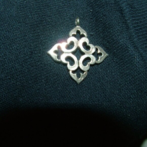 Sterling Silver Fleur De Lis Pointed Square Pendant - Picture 8 of 15